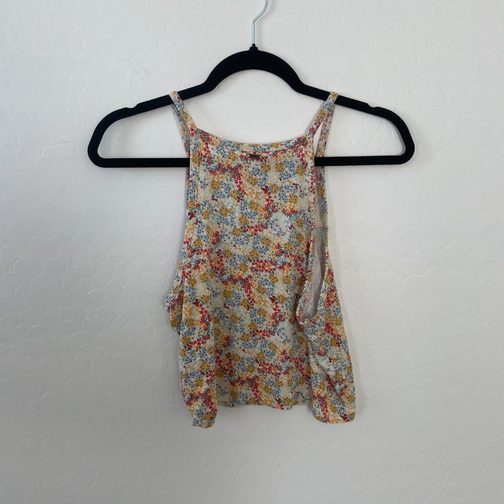 ⭐Shaun Ditsy Floral Boho Bohemian Trendy Crop Muscle Hipster Hippie Hip Tank Top - Picture 6 of 7